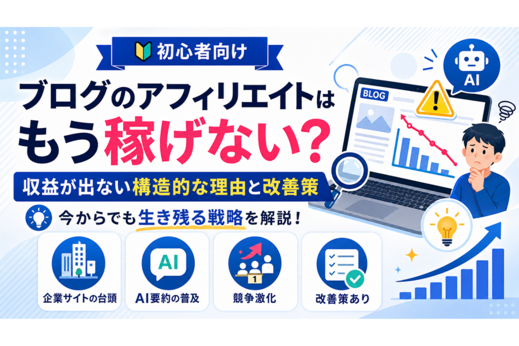 ブログのアフィリエイトはもう稼げない？収益が出ない構造的な理由と改善策
